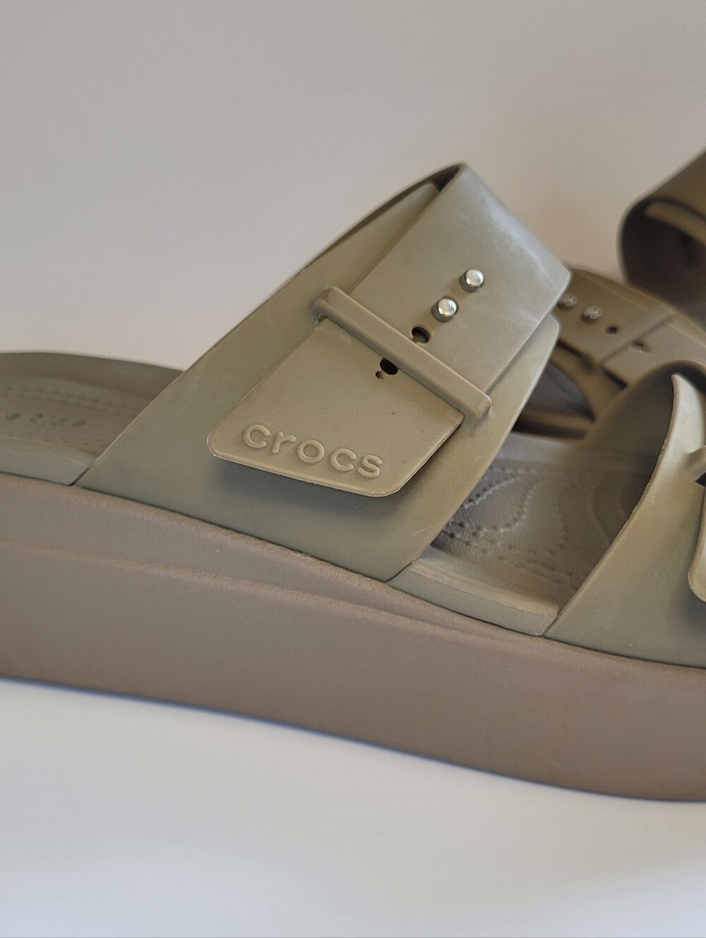 Crocs Brooklyn Buckle LiteRide Low Wedge Sandals 10 - Picture 3 of 15